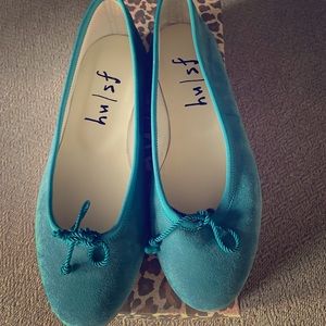 French Sole teal blue suede flats